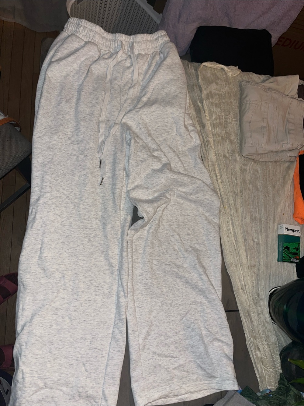 Woman’s Light Gray Lounge Sweatpants with Drawstring Waist